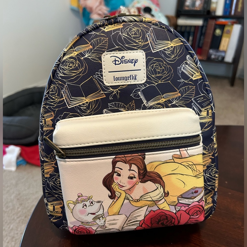 Loungefly Disney Beauty And The Beast Belle & Books Mini Backpack New